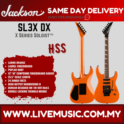 Jackson X Series Soloist SL3X DX Electric Guitar, Laurel FB, Lambo Orange