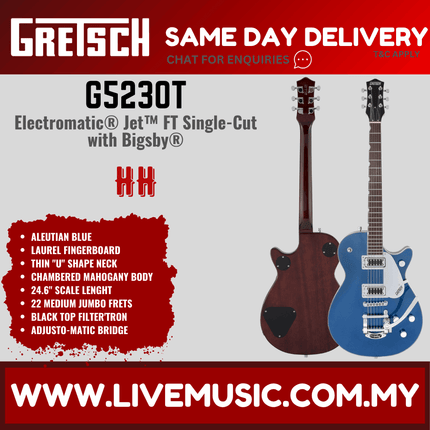 Gretsch G5230T Electromatic Jet FT Single-Cut Guitar w/Bigsby, Aleutian Blue