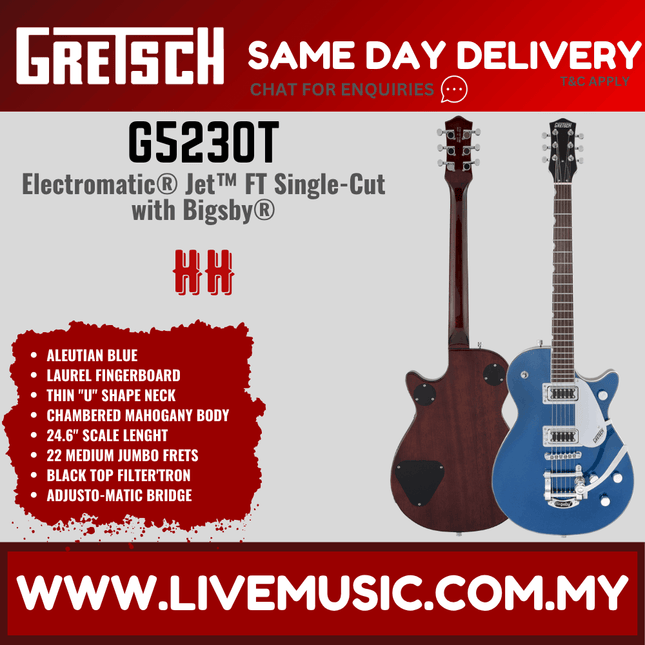 Gretsch G5230T Electromatic Jet FT Single-Cut Guitar w/Bigsby, Aleutian Blue