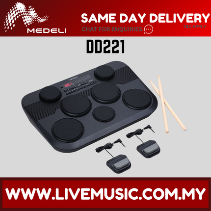 Medeli DD221 7 Pads Portable Tabletop Electric Drum with USB and Built In Speaker ( DD-221 DD 221 )