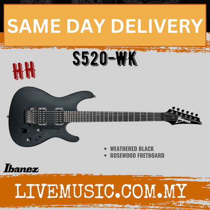Ibanez S520 Solid Body Electric Guitar - Weathered Black (S520-WK)