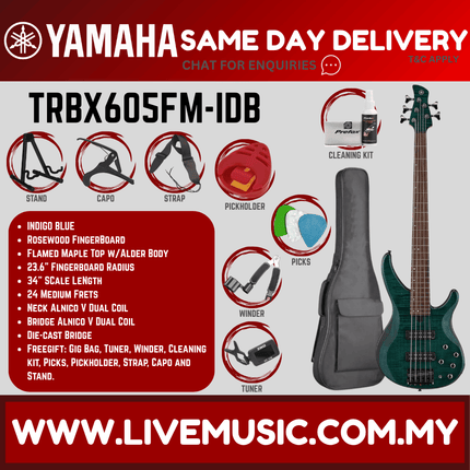 Yamaha TRBX605FM 5-string Electric Bass Guitar -  ( TRBX 605FM / TRBX-605FM )