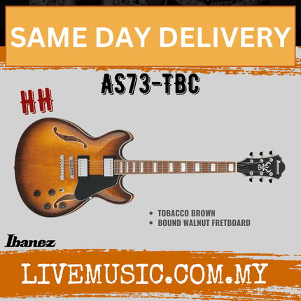 Ibanez Artcore AS73 Hollow Body Electric Guitar -Tobacco Brown ( AS73-TBC AS73-TCD )