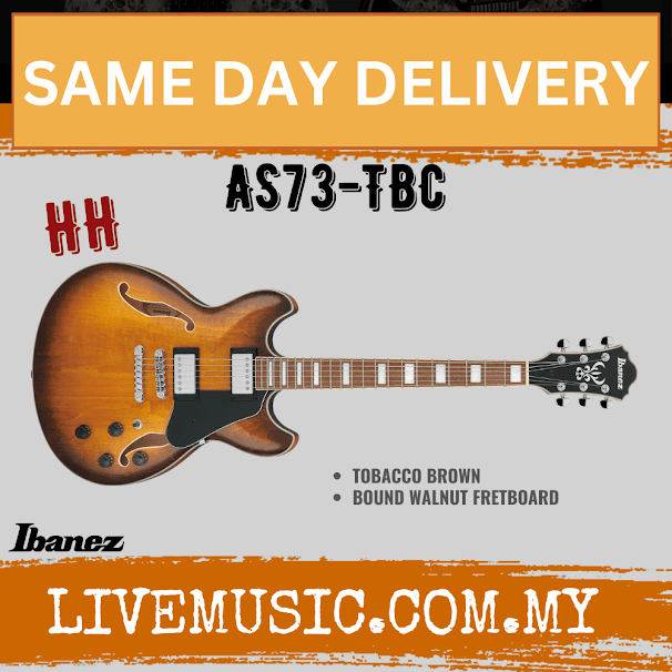 Ibanez Artcore AS73 Hollow Body Electric Guitar - Transparent Cherry Red / Tobacco Brown ( AS73-TBC AS73-TCD )