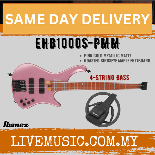 Ibanez Bass Workshop EHB1000S-PMM Electric Bass Guitar w/Gig Bag, Pink Gold Metallic Matte ( EHB1000S PMM / EHB1000SPMM )