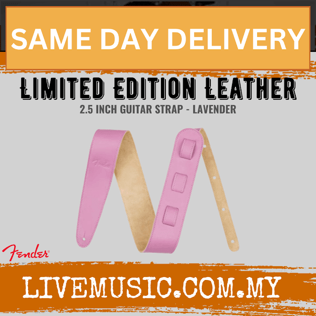 Fender 2.5 inch Limited Edition Leather Guitar Strap, Lavender