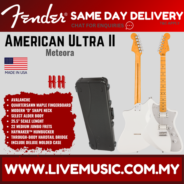 Fender American Ultra II Meteora electric guitar with maple fingerboard in Avalanche