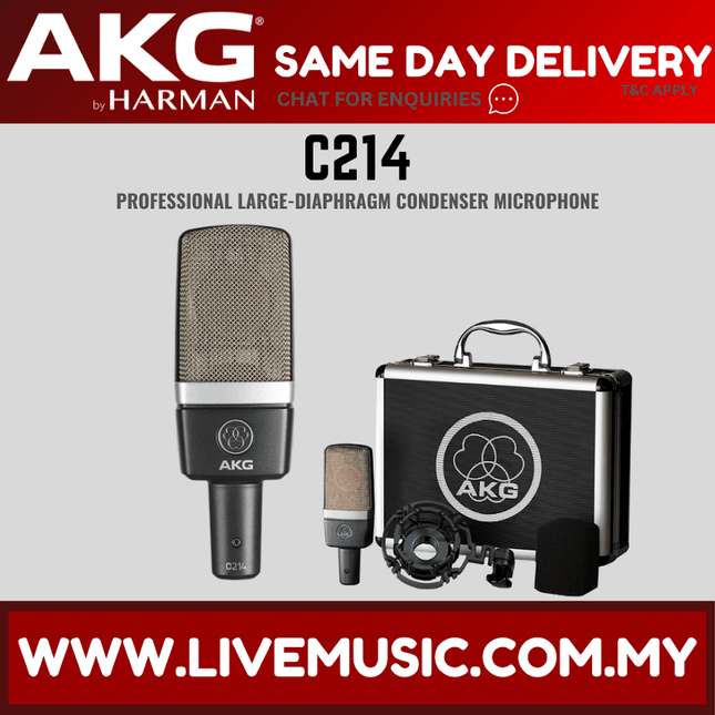 AKG C214 Large-diaphragm Condenser Microphone - Each / Pair (AKG/C-214)