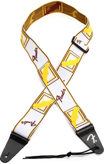 Fender WeighLess Monogram Guitar Strap, Multi-Colour - White/Brown/Yellow