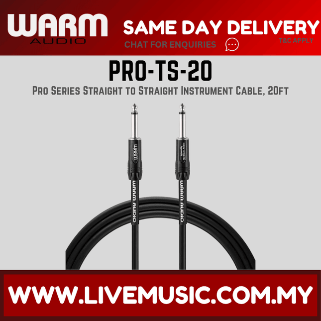 Warm Audio Pro Series Straight to Straight Instrument Cable, 20ft ( PRO-TS-20 PROTS20 )