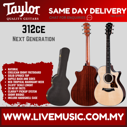 Taylor Next Generation 312ce Grand Concert Acoustic Guitar w/Case