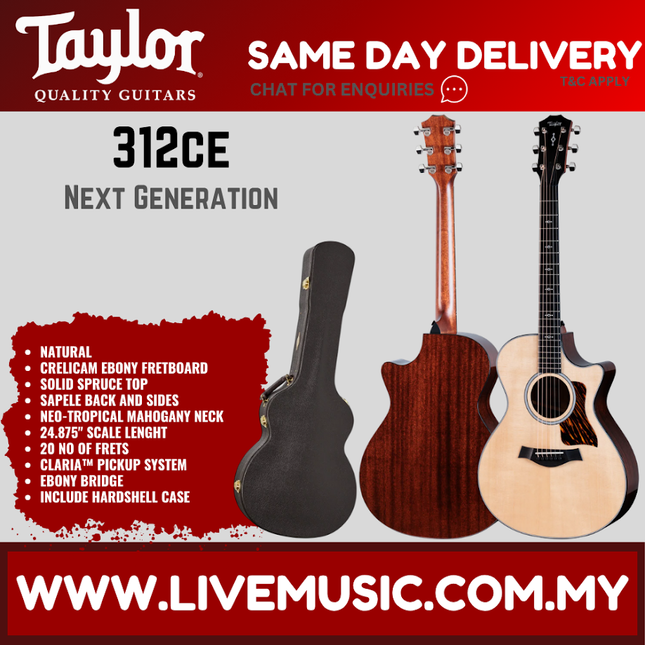 Taylor Next Generation 312ce Grand Concert Acoustic Guitar w/Case