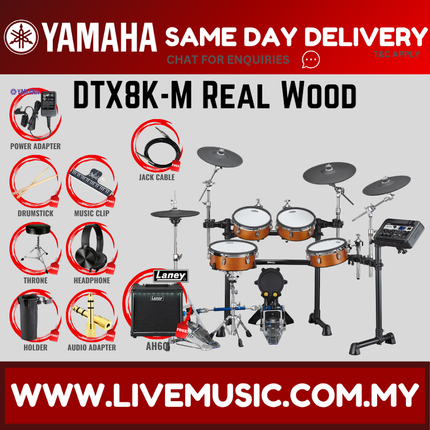 Yamaha DTX8K-M Electronic Drum Set With Amplifier And Drum Throne - Real Wood ( DTX8 / DTX8K / DTX8KM )
