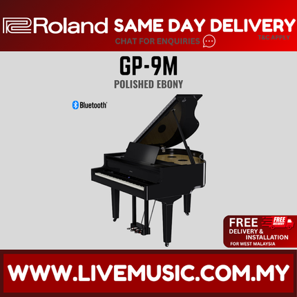 Roland GP-9M 88-Key Baby Grand Digital Piano w/ Bench, Polished Ebony ( GP9M / GP 9M )