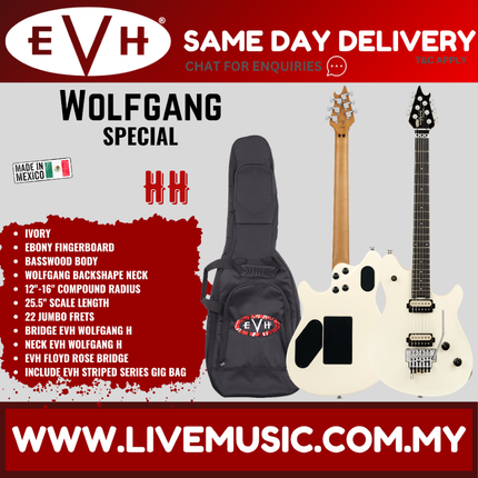 EVH Wolfgang Special Electric Guitar, Ebony FB, Ivory
