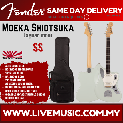 Fender Japan Moeka Shiotsuka Jaguar moni, RW FB, Aged Sonic Blue