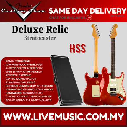Fender Custom Shop Deluxe Relic Stratocaster Electric Guitar, RW FB, Candy Tangerine