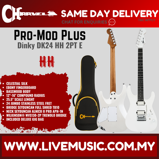 Charvel Pro-Mod Plus Dinky DK24 HH 2PT Electric Guitar, Celestial Silk