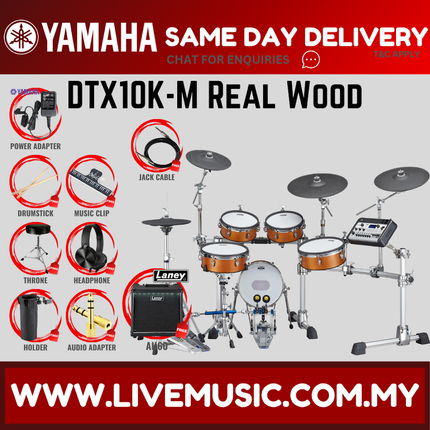 Yamaha DTX10K-M Electronic Drum Set With Amplifier And Drum Throne - Real Wood ( DTX10 / DTX10K / DTX10KM )