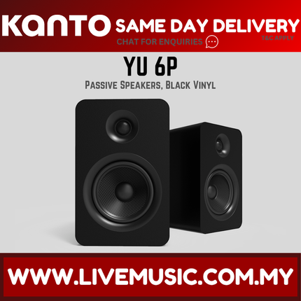 Kanto YU Passive 6" Bookshelf Speakers - Black VIny (YU6P YU 6P)