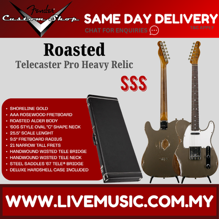 Fender Custom Shop Roasted Telecaster Pro Heavy Relic Electric Guitar, Shoreline Gold