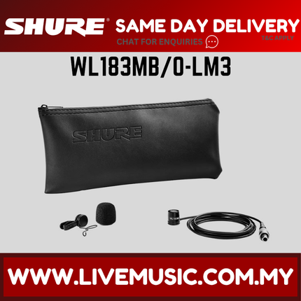 Shure WL183MB/O-LM3 Omnidirectional Subminiature Lavalier Microphone ( WL183MBOLM3 WL183MBO LM3 )