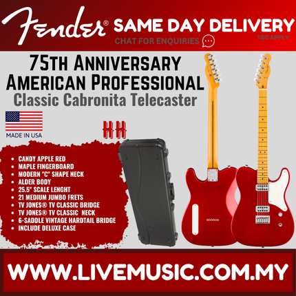 Fender 75th Anniversary American Professional Classic Telecaster Electric Guitar, Candy Apple Red