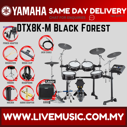 Yamaha DTX8K-M Electronic Drum Set And Drum Throne - Black Forest ( DTX8 / DTX8K / DTX8KM )