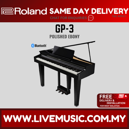 Roland GP-3 Baby Grand Digital Piano w/ Bench, Polished Ebony ( GP3 / GP 3 )