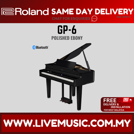 Roland GP-6 88-Key Baby Grand Digital Piano w/ Bench, Polished Ebony ( GP6 / GP 6 )