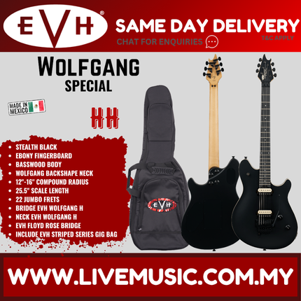 EVH Wolfgang Special Electric Guitar, Ebony FB, Stealth
