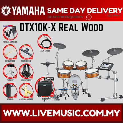 Yamaha DTX10K-X Electronic Drum Set With Amplifier And Drum Throne - Real Wood ( DTX10 / DTX10K / DTX10KX )