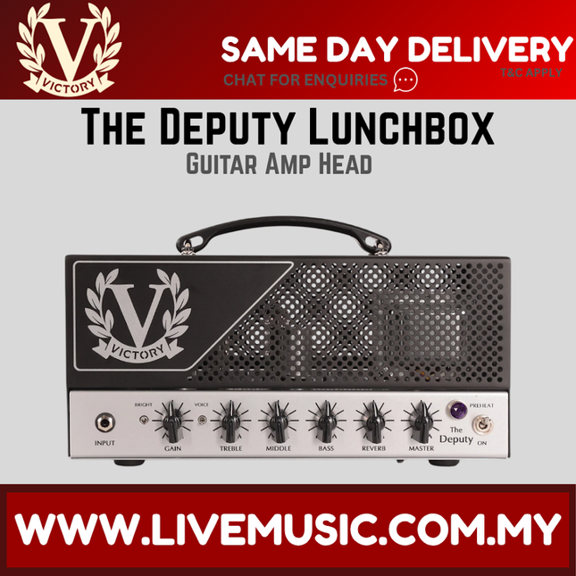 Victory The Deputy guitar amp head, black with perforated speaker grille and knobs