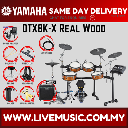 Yamaha DTX8K-X Electronic Drum Set With Amplifier And Drum Throne - Real Wood ( DTX8 / DTX8K / DTX8KX )
