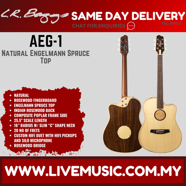 LR Baggs AEG-1 Acoustic Electric Guitar, Engelmann Sitka Spruce Top ( AEG1 / AEG- 1 )