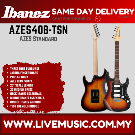 Ibanez AZES40B-TSN AZES Standard Series Electric Guitar, Three Tone Sunburst ( AZES40BTSN AZES40B TSN )