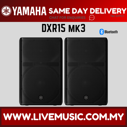 Yamaha DXR15 MK3 15" 2000-watt Active Loudspeaker w/Speaker Stand - Each / Pair ( DXR-15 / DXR 15 / MKIII / MK3 ) Replace DXR15 MKII