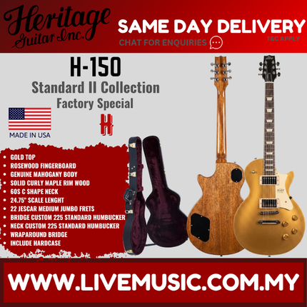 Heritage Standard II Collection Factory Special H-150 Electric Guitar w/Case, Gold Top ( H150 H 150 )