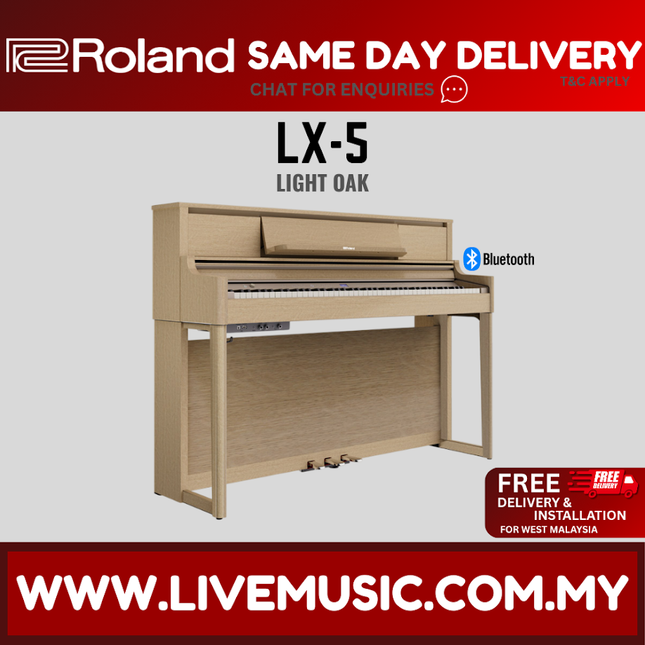 Light oak digital baby grand piano with keyboard