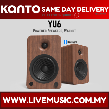 Kanto YU6 Powered Bookshelf Speaker - Walnut ( YU-6 YU 6 )