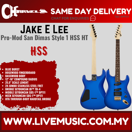 Charvel Jake E Lee Signature Pro-Mod San-Dimas Style 1 HSS HT Electric Guitar, Blue Burst