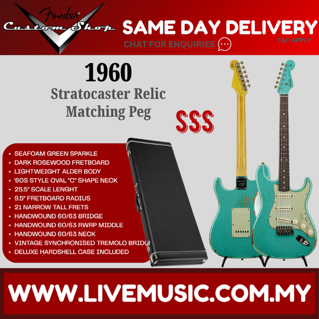 Fender Custom Shop relic Stratocaster electric guitar, seafoam green sparkle