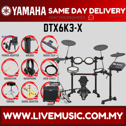 Yamaha DTX6K3-X 5-Piece Electronic Drum Set with Amplifier and Throne ( DTX6K3 X / DTX 6K3 X / DTX6K3X )