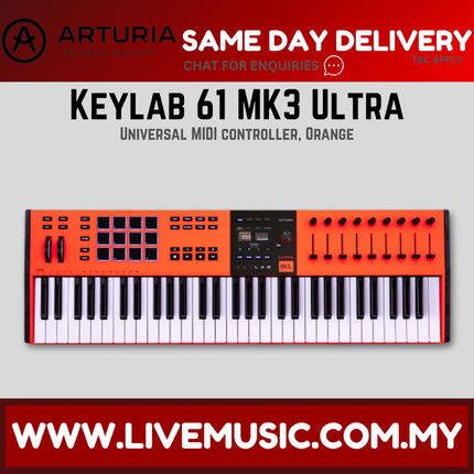 Arturia KeyLab 61 Mk3 Ultra Keyboard Controller, Orange ( KEYLAB61 KEYLAB-61 KEYLABULTRAMK3 )