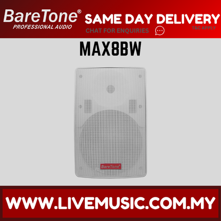 Baretone MAX8BW 80W 8" Passive Speaker - White ( MAX-8BW MAX 8BW )