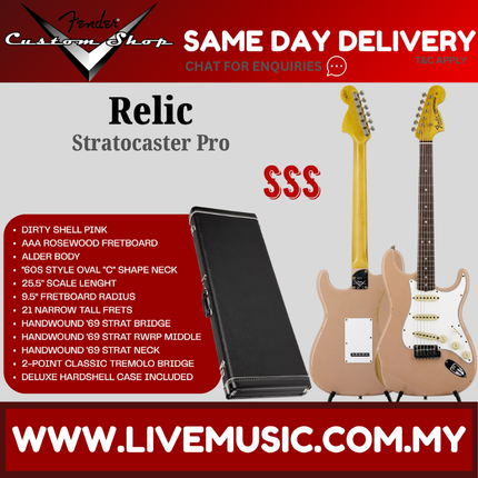 Fender Custom Shop Relic Stratocaster Pro Electric Guitar, Dirty Shell Pink