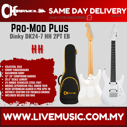 Charvel Pro-Mod Plus Dinky DK24-7 HH 2PT Electric Guitar, Celestial Silk