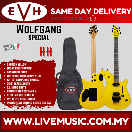EVH Wolfgang Special Electric Guitar, Ebony FB, Caution Yellow