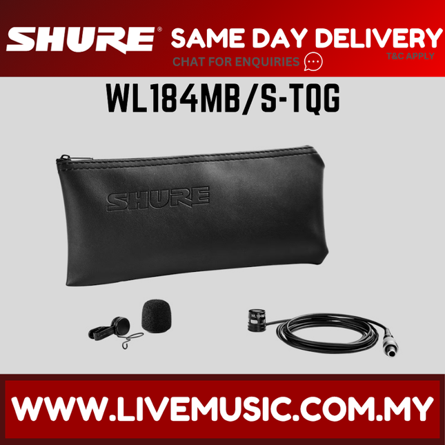Shure WL184MB/S-TQG Low-Profile Supercardioid Lavalier Microphone - Black ( WL184MBS TQG WL184MBSTQG )