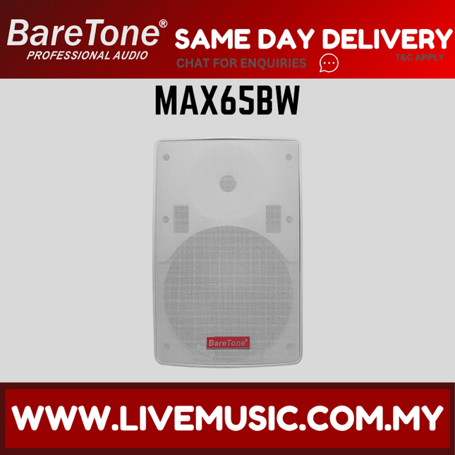 Baretone MAX65BW 60w Audio Passive Speaker 6.5 Inch - White ( MAX-65BW MAX 65BW )